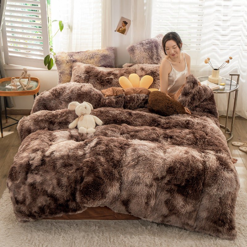 Mink Velvet Four - piece Printing Thickened Warm Bedding - Krosscanada
