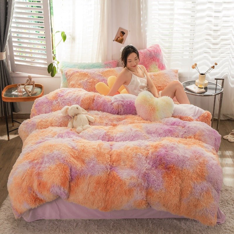 Mink Velvet Four - piece Printing Thickened Warm Bedding - Krosscanada