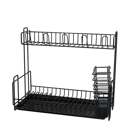 Multi - function kitchen storage rack double - layer tableware dish drain rack - Krosscanada