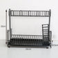 Multi - function kitchen storage rack double - layer tableware dish drain rack - Krosscanada