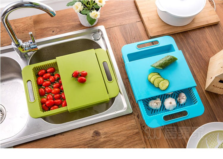 Multifunction Kitchen Chopping Blocks Sinks Drain Basket Cutting Board Vegetable Meat Tools Kitchen Accessories Chopping Board - Krosscanada
