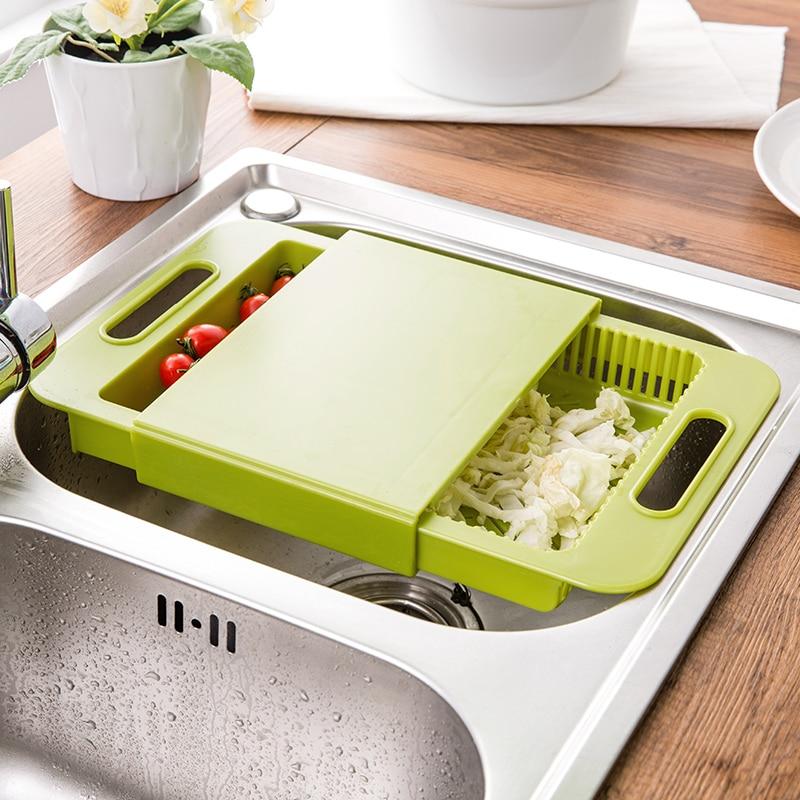 Multifunction Kitchen Chopping Blocks Sinks Drain Basket Cutting Board Vegetable Meat Tools Kitchen Accessories Chopping Board - Krosscanada