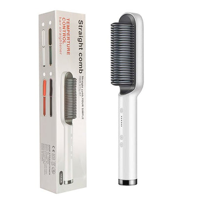 New 2 In 1 Hair Straightener Hot Comb Negative Ion Curling Tong Dual - purpose Electric Hair Brush - Krosscanada
