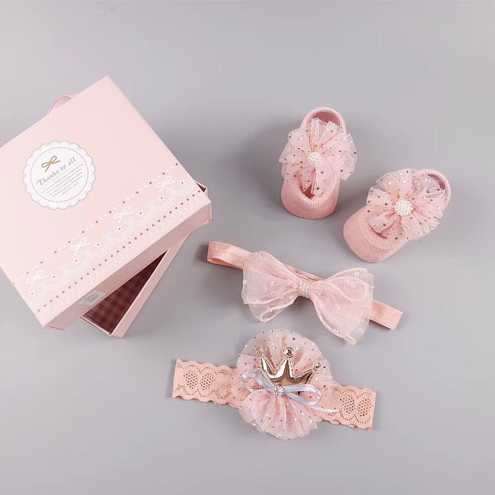 New baby hair accessories socks and shoes set box - Krosscanada