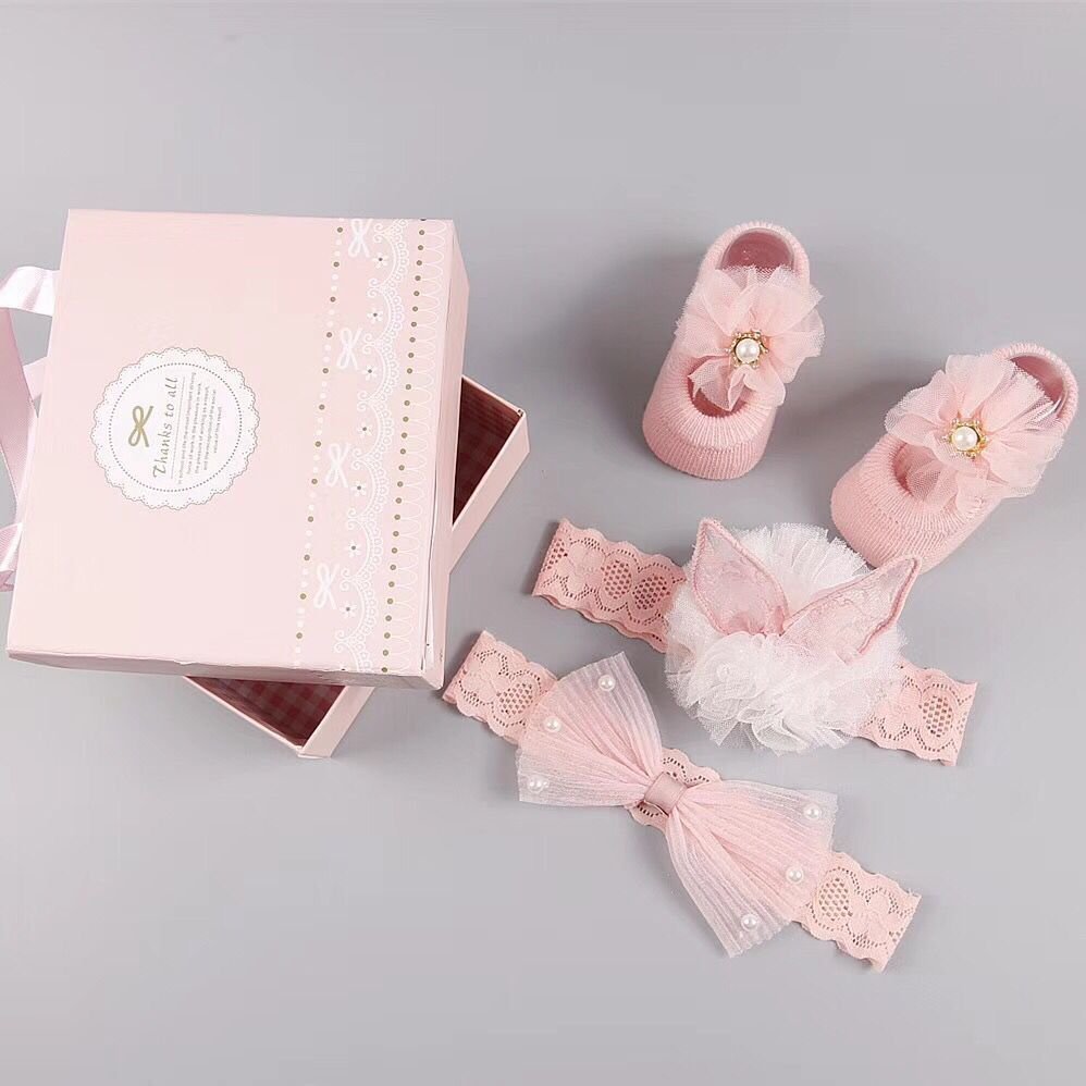 New baby hair accessories socks and shoes set box - Krosscanada