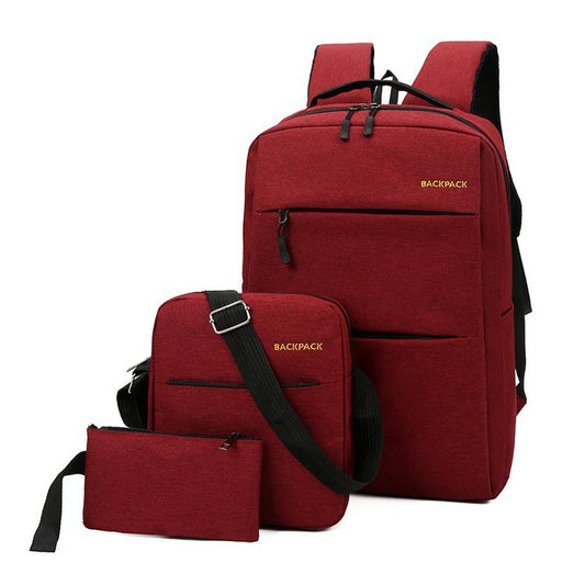 New Casual Men's Backpack Three - piece Outdoor Travel Computer Backpack Female School Bag - Krosscanada
