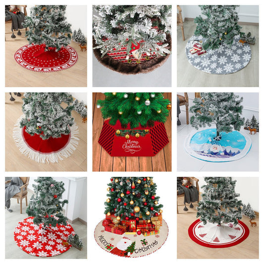 New Christmas Tree Skirt Snowflake Elk Plush Christmas Tree Apron - Krosscanada