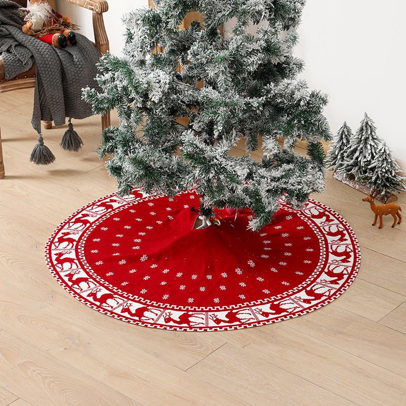 New Christmas Tree Skirt Snowflake Elk Plush Christmas Tree Apron - Krosscanada
