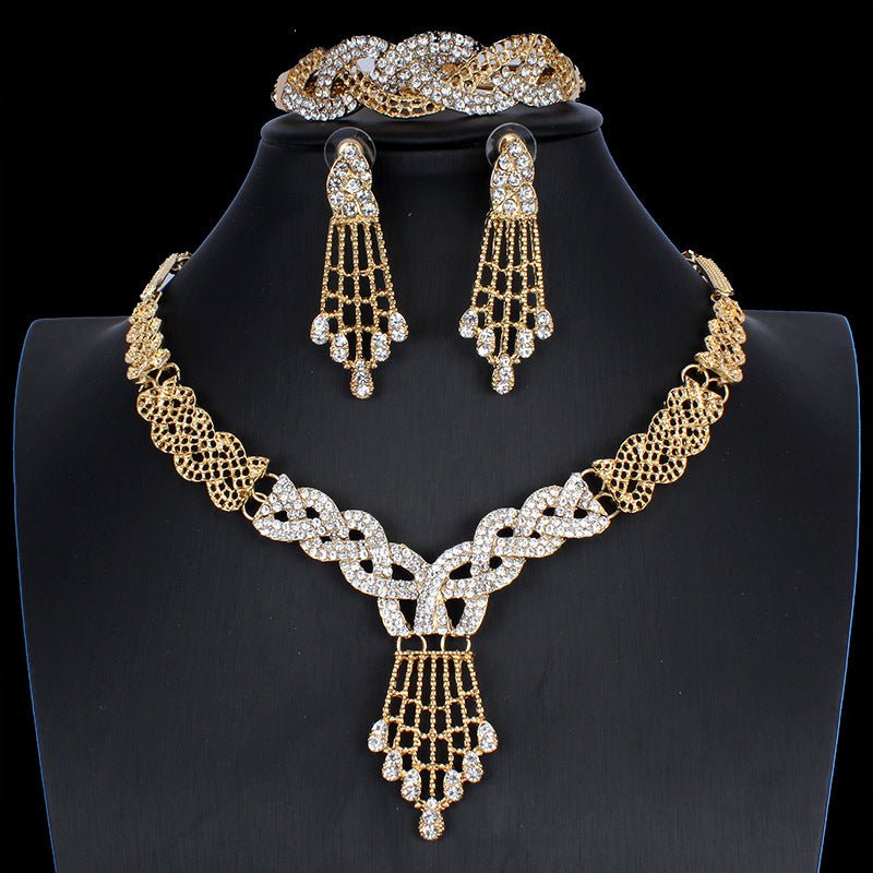 New Fashion Alloy Jewelry Set Necklace And Earrings Four Piece Set - Krosscanada