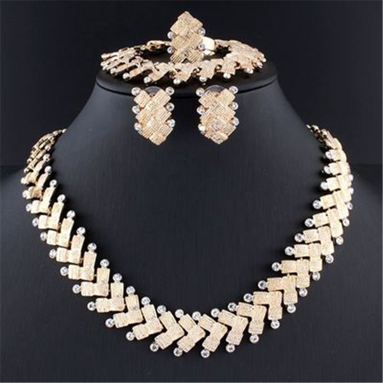 New Fashion Alloy Jewelry Set Necklace And Earrings Four Piece Set - Krosscanada