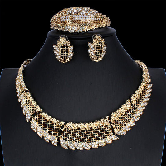 New Fashion Alloy Jewelry Set Necklace And Earrings Four Piece Set - Krosscanada