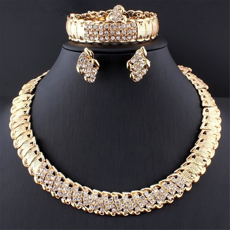 New Fashion Alloy Jewelry Set Necklace And Earrings Four Piece Set - Krosscanada