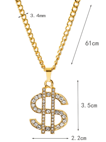 New Hip - hop Nightclub Exaggerated Dollar Symbol Diamond Necklace - Krosscanada