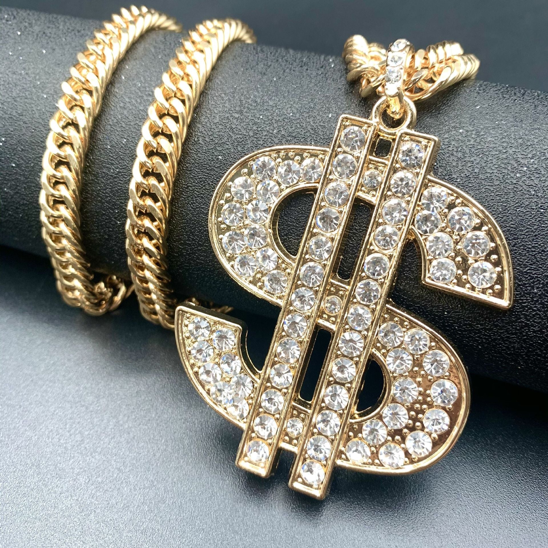 New Hip - hop Nightclub Exaggerated Dollar Symbol Diamond Necklace - Krosscanada