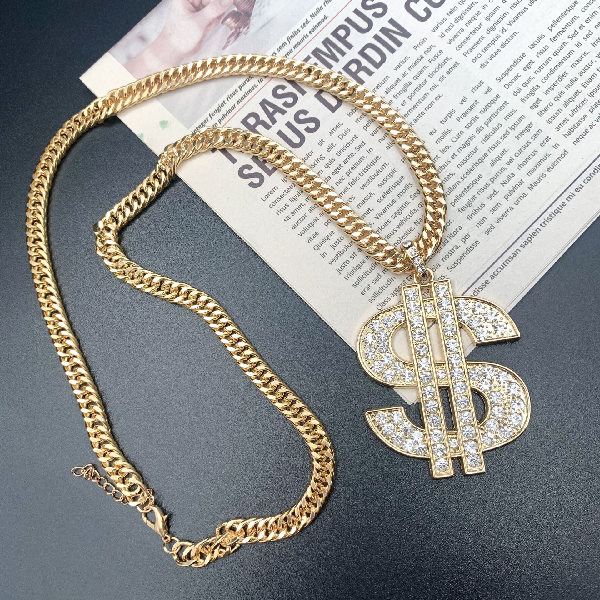 New Hip - hop Nightclub Exaggerated Dollar Symbol Diamond Necklace - Krosscanada