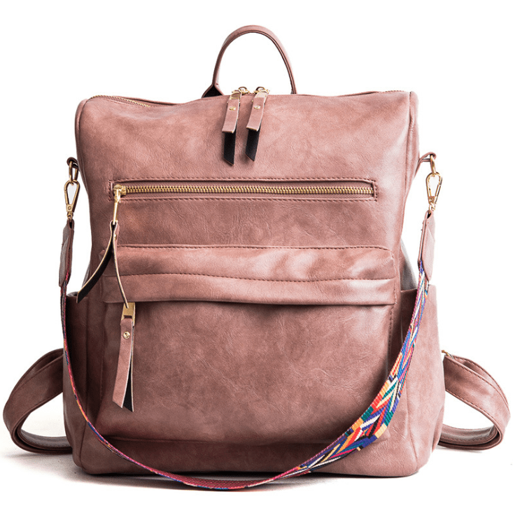 New retro backpack college wind casual bag large capacity soft leather backpack - Krosscanada