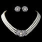 Pearl Rhinestone Necklace Earrings Jewelry Set - Krosscanada