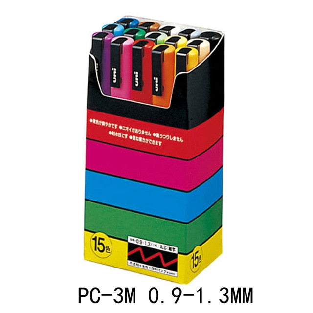 UNI POSCA Marker Pen Set POP Poster Advertising Graffiti Pen PC-1M PC-3M PC-5M PC-8K PC-17K Round Head Oily Paint Pen - KKscollecation