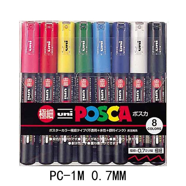 UNI POSCA Marker Pen Set POP Poster Advertising Graffiti Pen PC-1M PC-3M PC-5M PC-8K PC-17K Round Head Oily Paint Pen - KKscollecation