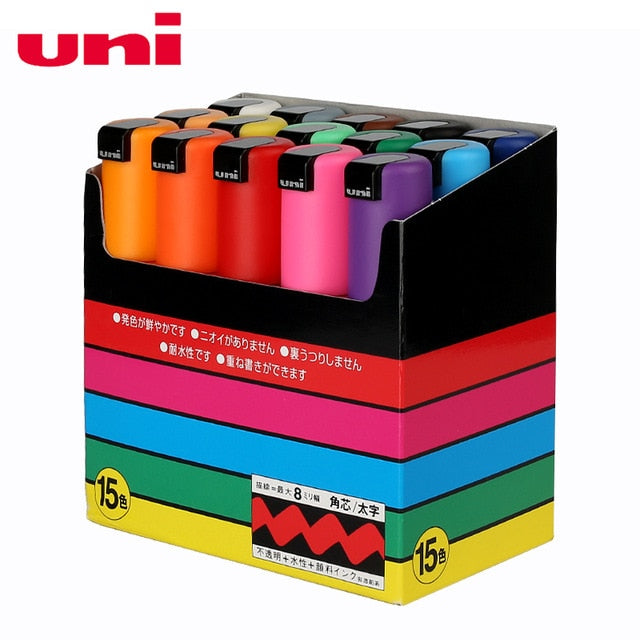 UNI POSCA Marker Pen Set POP Poster Advertising Graffiti Pen PC-1M PC-3M PC-5M PC-8K PC-17K Round Head Oily Paint Pen - KKscollecation