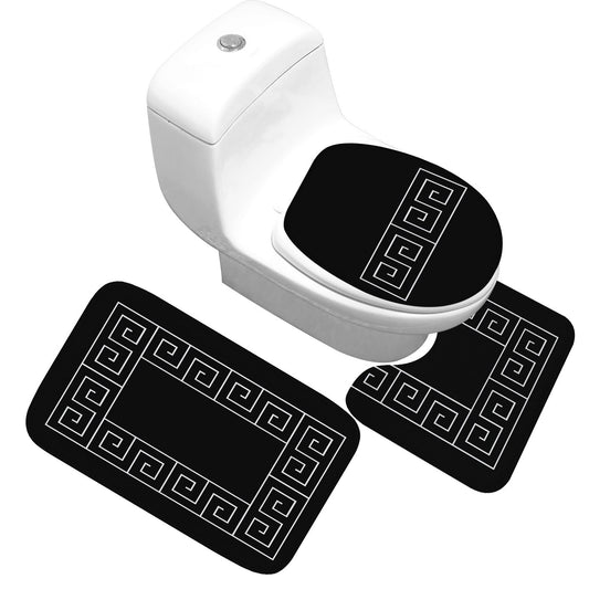 Receiving Bag Three - piece Toilet Bathroom Toilet Carpet Non - slip Absorbent Toilet Floor Mat Classic Pattern - Krosscanada