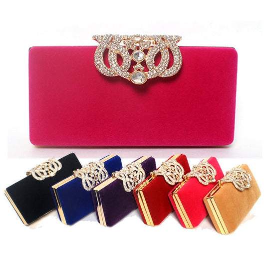 Rhinestone Crown Suede Ladies Bridal Bag - Krosscanada