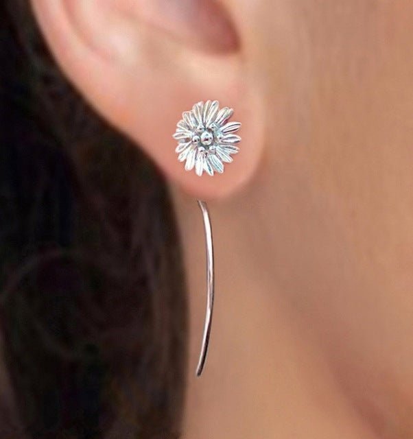 Silver Plated Sun Flower Earrings - Krosscanada