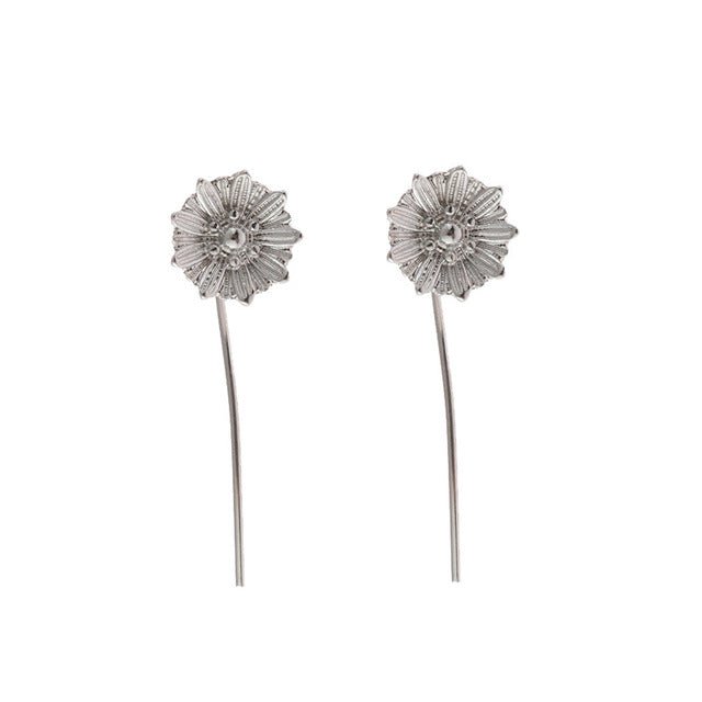 Silver Plated Sun Flower Earrings - Krosscanada