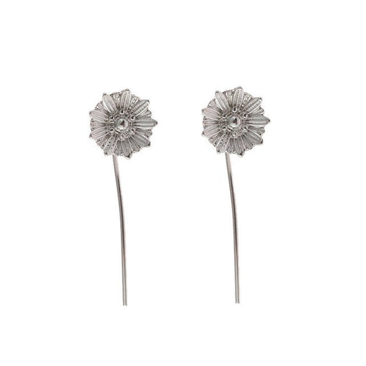 Silver Plated Sun Flower Earrings - Krosscanada