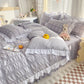 Solid Color Four - piece Quilt Cover Bed Skirt Bedding Set - Krosscanada