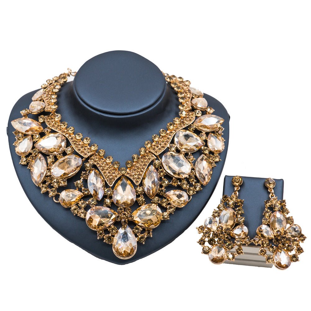 Stained Glass Rhinestone Bridal Necklace and Earring Set - Krosscanada