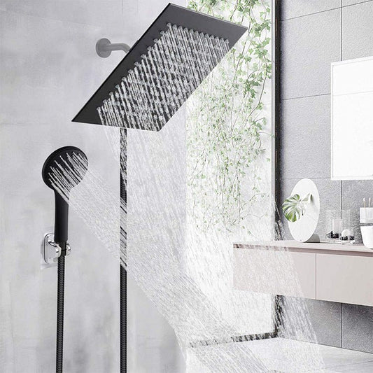 Stainless Steel Square Black Shower Head - Krosscanada