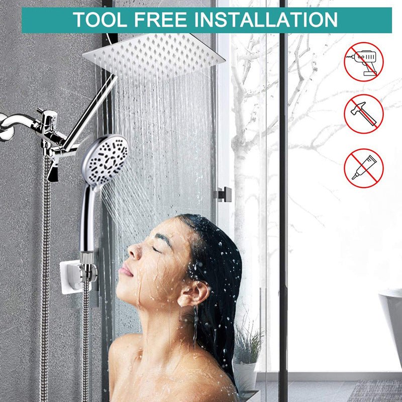 Stainless Steel Top Spray With Extension Rod 9 Function Handheld Dual Shower Set - Krosscanada