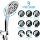 Stainless Steel Top Spray With Extension Rod 9 Function Handheld Dual Shower Set - Krosscanada