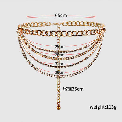 Summer Jewelry Hot Pants Chain Multilayer Chain Gold Fashion Jeans Hip Hop Punk Street Shooting Accessories Waist Chain Women - Krosscanada