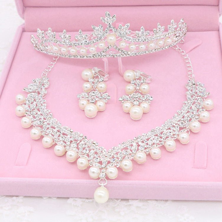 The bride jewelry three piece suit Necklace Earrings Korean wedding wedding accessories wholesale crown - Krosscanada