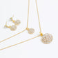 The bride jewelry two piece Necklace Earrings Set Round Diamond Jewelry Set Gold Jewellery Set - Krosscanada