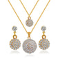 The bride jewelry two piece Necklace Earrings Set Round Diamond Jewelry Set Gold Jewellery Set - Krosscanada