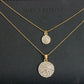 The bride jewelry two piece Necklace Earrings Set Round Diamond Jewelry Set Gold Jewellery Set - Krosscanada