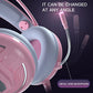 Themart Pink Headset Girl Cute Mobile Phone Computer Game PS Luminous Wired Headset 3D Stereo With Microphone - Krosscanada