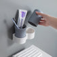 Toothbrush Rack Double Cup Wall Suction Toiletry Set - Krosscanada