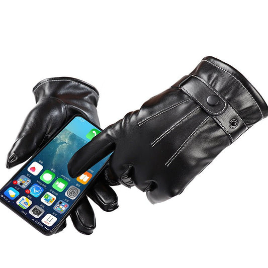 Touch screen leather gloves waterproof full finger - Krosscanada