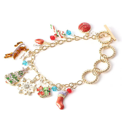 Trendy Christmas Bracelets Chain Elk Snowman Snowflake Bracelet For Daughter Bell Socks Santa Bracelets Christmas Gifts - Krosscanada