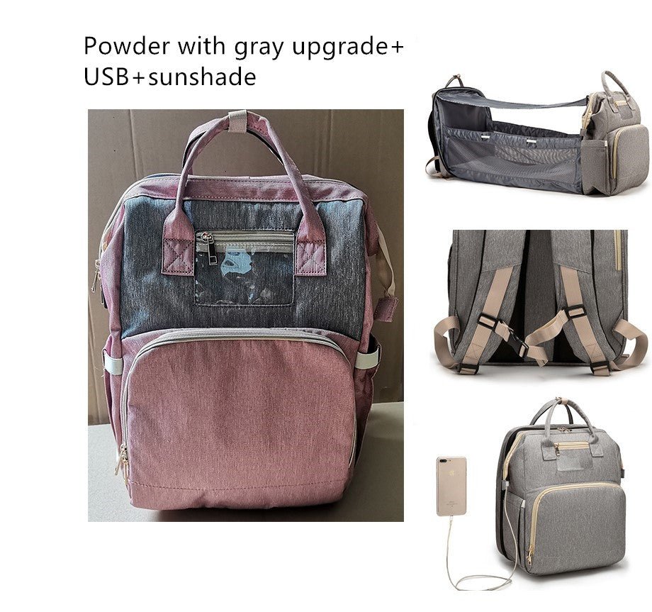 USB Charging Version Mommy Bed Backpack Folding Large Capacity Multi - function - Krosscanada