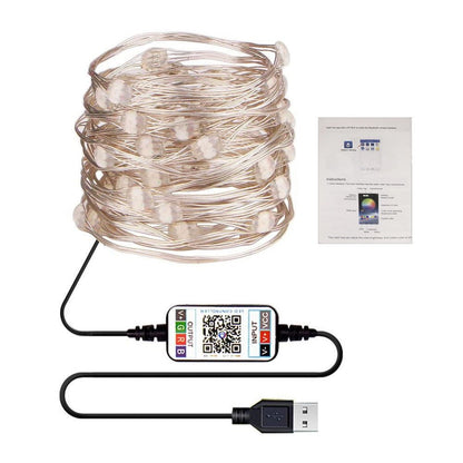 USB Smart Bluetooth Led Copper Wire String Light App Control Christmas Tree Decor New Year Fairy Light Garland Christmas Decoration - Krosscanada