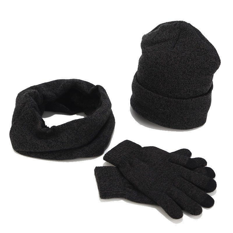 Variegated Knitted Woolen Thick Scarf Hat Gloves - Krosscanada