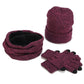 Variegated Knitted Woolen Thick Scarf Hat Gloves - Krosscanada
