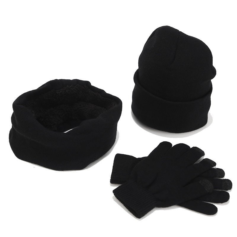 Variegated Knitted Woolen Thick Scarf Hat Gloves - Krosscanada