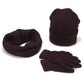 Variegated Knitted Woolen Thick Scarf Hat Gloves - Krosscanada