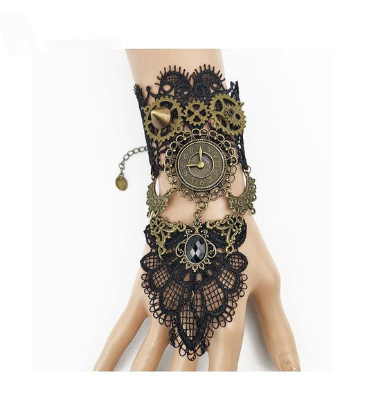 Vintage Lace Bracelet Ladies Gear Clock Steam Engine Jewelry Party Accessories - Krosscanada